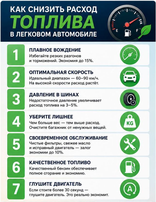 Как снизить расход топлива в легковом автомобиле